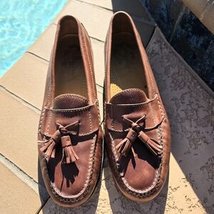 Cole Haan Nike Air Men's Cognac Leather Tassel Loafers Mens Size 10 M